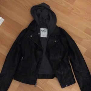 Hollister Hooded Faux Leather Jacket
